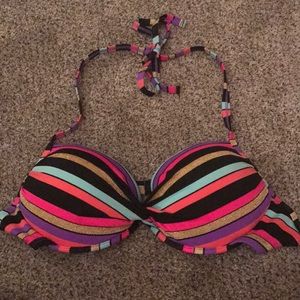 Striped push up padded bikini top